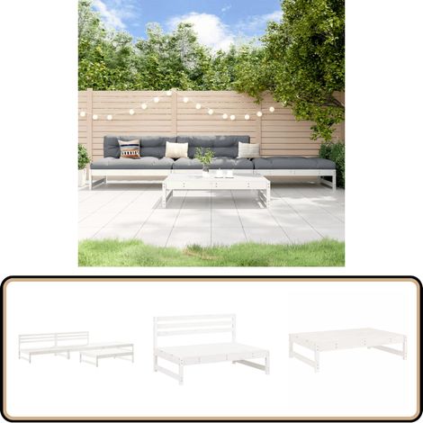 4-tlg. Garten-Lounge-Set Weiß Massivholz Kiefer - Gartenmöbel - Loungesessel - Gartenloungeset - Holzmöbel - Kiefernholz