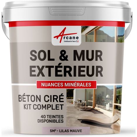 béton ciré, extérieur, pour sol, mur, terrasse, escalier, enduit, décoratif, minéral, en kit - 5 m² (en 2 couches) Lilas Mauve - ARCANE INDUSTRIES