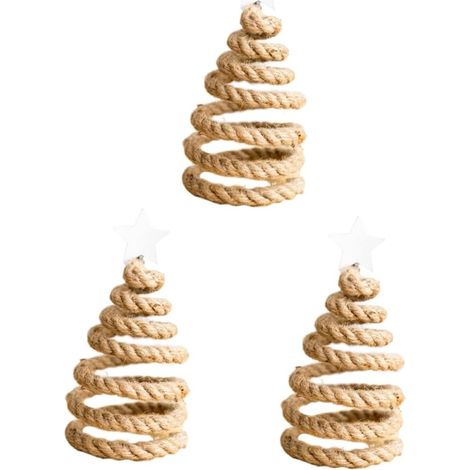 3pièces Ornements De Noël Mini Arbre Jute Décoration De Sapin Accessoire pour Maison Et Bureau pour Noël Et Bricolage Ambiance Festive Souvenir Original (1/5)
