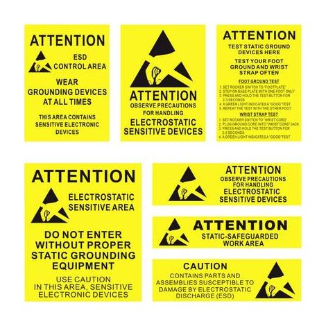 Quadrios Panneau d'avertissement antistatique (ESD) 1 pc(s) jaune, noir (L x l) 140 mm x 140 mm (1/2)