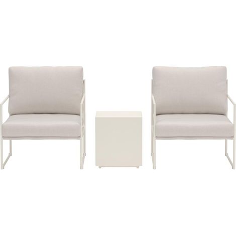 Lissabon Loungeset 1 Tisch, 2 Loungesessel beige.
