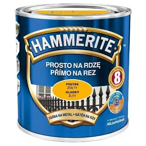 Hammerite Rostschutzfarbe 0,7 l Gelb Hochglanz, Korrosionsschutz und Schutz für Metall