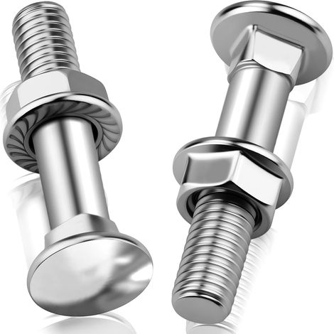Lot de 25 Boulon Tete Ronde Collet Carré M6 × 60 Demi-Filetés Boulons de Carrosserie avec Écrou Hexagonal à Bride pour Bricolage, Automobile et Charpente Métallique (1/5)