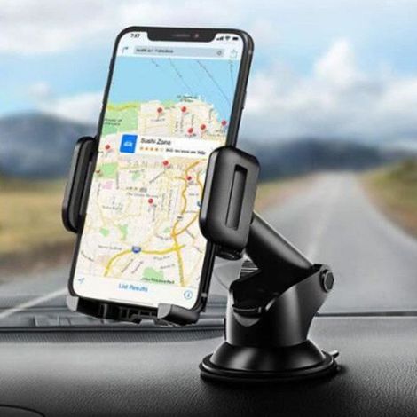 1 x Support Téléphone Voiture, Ventouse Ultra-Adhérente, Rotation 360°, Bras Télescopique 10–25 cm, Compatible iPhone et Android, pour Pare-brise ou Tableau de Bord