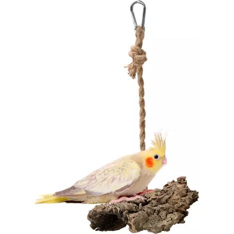 Balançoire naturelle Feuille d'écorce de chêne-liège Corde de liège pour perroquets de petite et moyenne taille (1/4)
