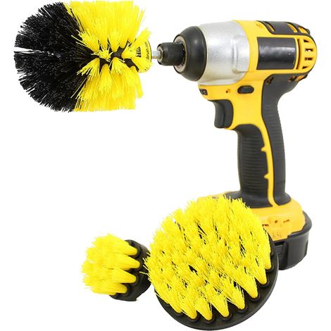 Brosse De Nettoyage Pour Perceuse - Brosse Rotative Pour Roues Et Surfaces - Nylon Résistant - Kit De 3 Tailles - Adaptateur 6,35 mm (1/5)
