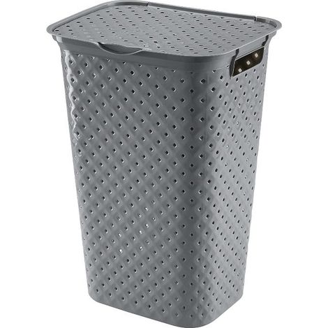 Cesta Portabiancheria con Coperchio Kubica Grigio Scuro 42 x 35 x 57 cm (1/2)