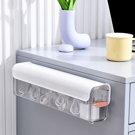 Organisateur mural 3 en 1 pour sous-vêtements et chaussettes, détachable, compartimenté, sans perçage, mini boîte de rangement coulissante, blanc élégant. (1/5)