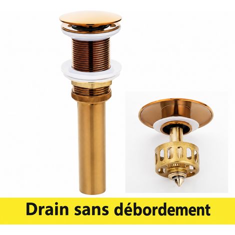 Bonde de lavabo en cuivre or rose grand clapet pop-up sans trop-plein 20 × 6 × 6 cm 400 g – Livraison gratuite (1/4)