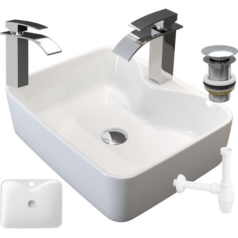 Lavabo blanc ceramique mixer click plug salle de bain avola 85111864 (1/5)