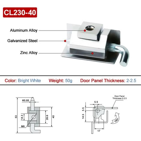(CL240-40-LB-2-2.5-P-1PCS)CL230 Charnière de porte d'armoire électrique en acier inoxydable à goupille détachable CL211 (1/5)