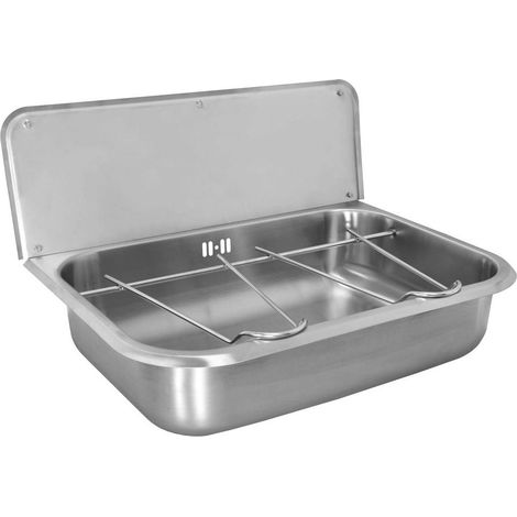 Évier utilitaire suspendu avec plaque arrière et grille 560x165x404 mm, inox brossé