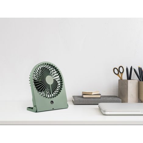 Schreibtisch Ventilator BREEZY - 3 Stufen, Grün Höhe 23cm Akku & USB-C Anschluß (1/5)