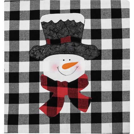 Ej.Life (Produktgröße 55 x 48 cm) Neue Weihnachtsdekoration, rot und schwarz karierter alter Mann, Schneemann-Stuhlbezug, Heimrestaurant und andere Orte, Dekorationszubehör – karierter Schneemann-Stuh (1/5)