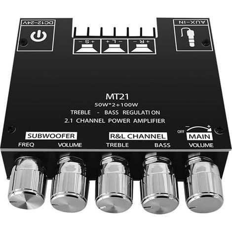 Compatible avec la carte d'amplificateur de subwoofer MT21, Bluetooth 5.0 2.1 canaux, puissance 50W x 2 + 100W, amplificateur audio stéréo.