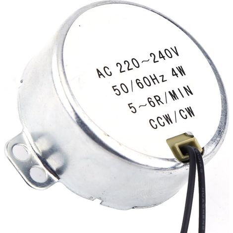 Moteur synchrone Mini Taille Moteur Micro Ondes AC Moteur synchrone motoréducteur Plaque tournante Moteur 4W CW/CCW 220 240V(5 6RPM) (1/5)