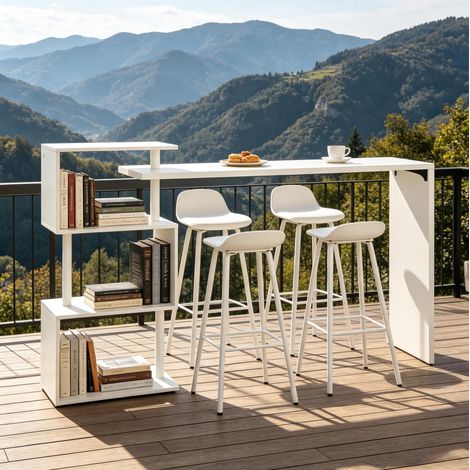 Mesa comedor con estantes MDF metal 97,5 cm OKMYHOME (1/5)