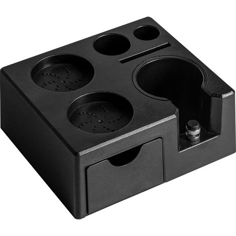 Ortviai Station de tassage pour café réglable en hauteur, support universel 51-54/58 mm, ABS alimentaire noir avec tapis anti-dérapant (1/5)