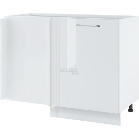 Meuble d'angle pour îlot de cuisine Bellissi Blanc Brillant 1 porte L 105 cm -  Porte avec poignée apparente  White