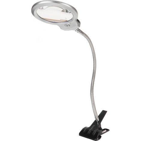 Lupa Con Pinza - Lente Doble 2X y 6X - Brazo Flexible Metálico - 2 Luces LED - Para Trabajo Detallado - Unidad (1/5)