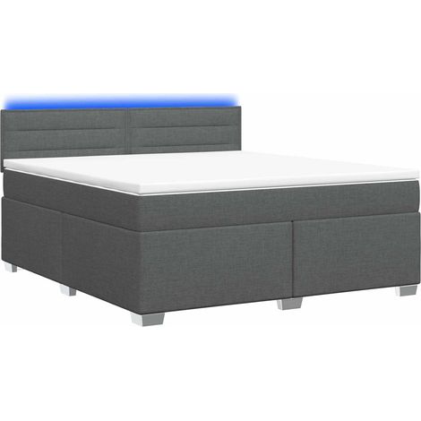 Maison Exclusive - Letto con Box Spring, Materasso e LED Grigio Scuro 160 x 200 cm (1/5)