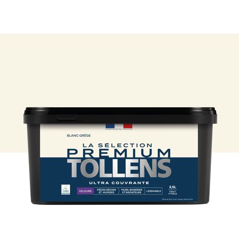 Tollens - Peinture intérieure couleurs - La Sélection Premium Velours - Ultra Couvrante - Blanc Grège 2,5 L - 30m²