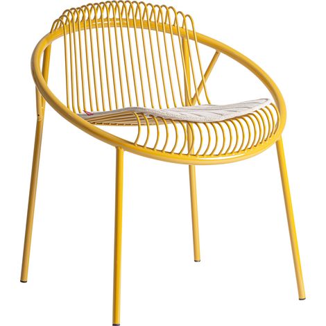 Chaise design en fer moutarde et coussin gris - moutarde et gris (1/5)