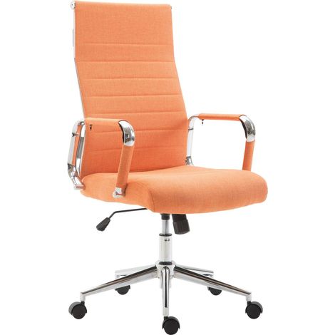 Fauteuil de bureau en tissu orange avec assise rembourrée pivotant BUR10238 (1/4)