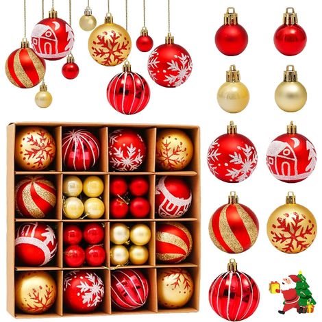 Palline di plastica per albero di Natale, 44 pezzi, palline decorative per albero di Natale, ornamenti natalizi, palline scintillanti per albero di Natale (1/5)
