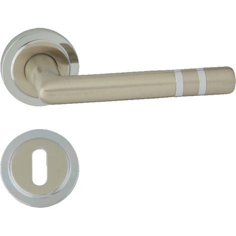 DOMINO Poignée de porte PALLAS R M6 M9 BB Poignée avec rosace BB pour clé Chrome/nickel brillant (1/5)