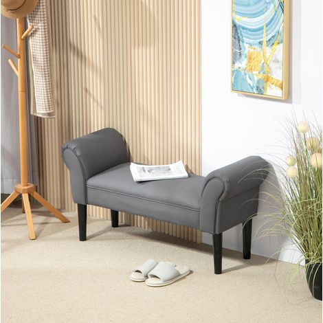 MEUBLIV Banquette d’appoint 102x36x51 cm gris foncé – assise rembourrée (1/5)
