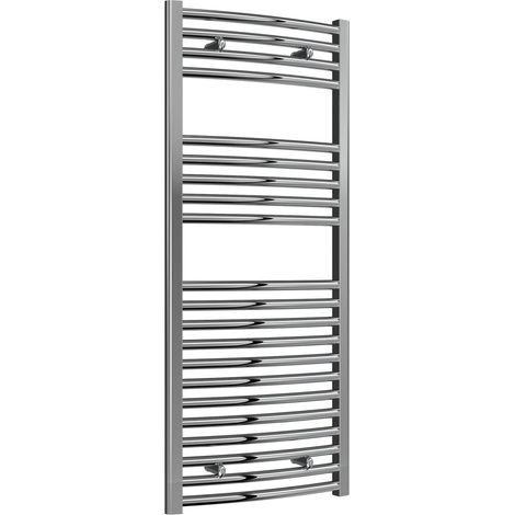 Reina Diva Curved Heated Towel Rail 1200mm H x 500mm W Chrome (1/4)