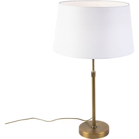 Bronze Tischlampe mit Leinenschirm weiß 35cm - Parte