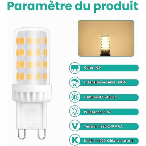 G9 LED Bulbs, Equivalent Halogen Light, 450LM, Neutral White 4000K, AC 220V, Standard G9 Base, for Ceiling Lighting, Kitchen, Bedroom, Living Room (1/4)