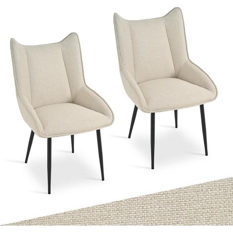 Esszimmerstühle 2er Set Beige, Leinen-Mix, ohne Armlehnen, verstellbare Füße (1/5)