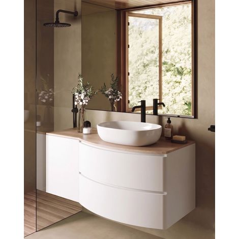Exagonshop Mobile bagno 120x57 bianco opaco quercia Berna con