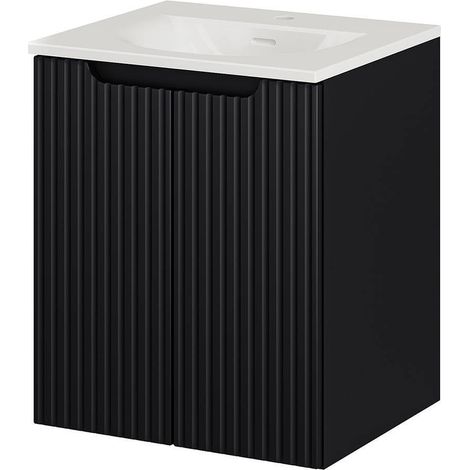 Armadio Pensile Sottolavabo NEWPORT con Lavandino 50x57x39 cm Nero [en.casa] (1/5)