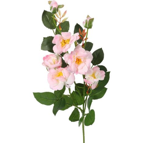 Ramo di rose artificiali rosa chiaro (5 rose + 2 boccioli, 72 cm) (1/4)