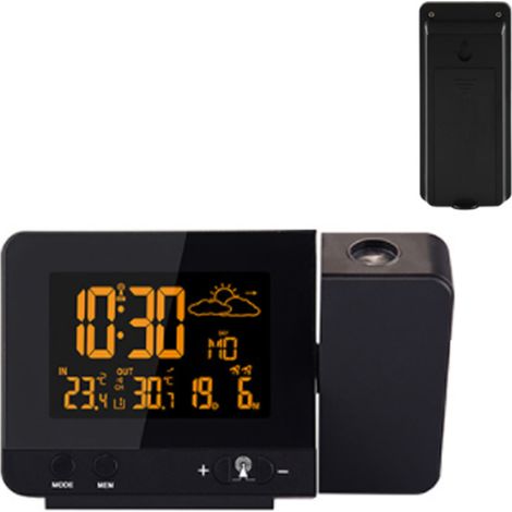 Horloge météo intérieure et extérieure avec affichage de la température et de l'humidité, écran couleur 8 pouces, projection, réveil et prévisions météo (1/5)