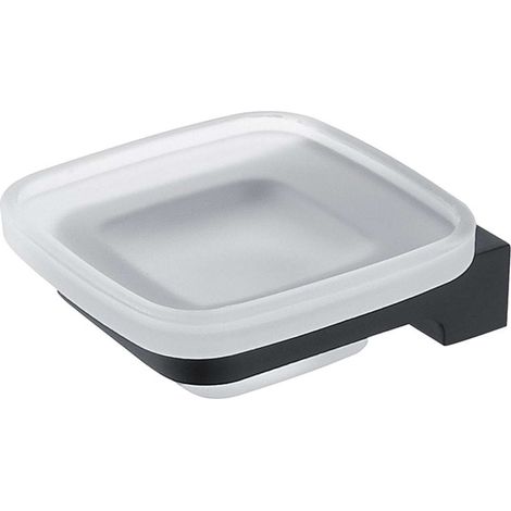 Nimco Maya - Seifenschale mit Halter, mattiertes Glas/schwarz matt MAC 29059C-90