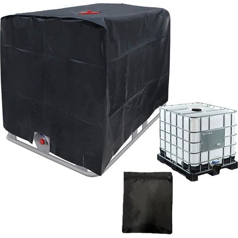 Housse de protection pour cuves IBC de 600/800/1000 L, pour réservoirs d'eau de pluie, film protecteur résistant aux UV, accessoires de jardin, noir, 1000 L (1/5)