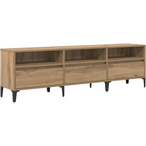 Meuble TV en Chêne Massif Artisanal, 150 x 30 x 45 cm (1/5)