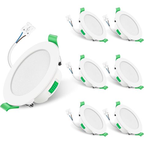 Spot LED Encastrable 7W 230V Dimmable, 3000K 4000K 6500K Couleur Réglable Spot Salle de Bain IP65, Extra Plat 29mm Spot Plafond, Lot de 6, Rond Blanc (1/5)