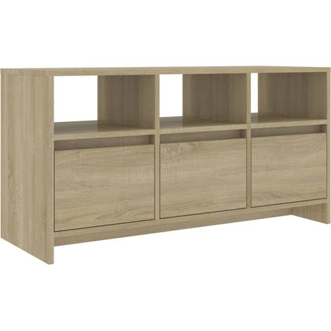 Meuble TV, Étagère TV, Meuble de Salon, Chêne sonoma 102x37,5x52,5 cm Aggloméré OIB9180E (1/5)
