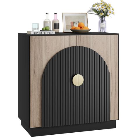 Sideboard mit 2 Türen, verstellbare Einlegeböden, schwarzbraun, 80x40x80cm (1/5)