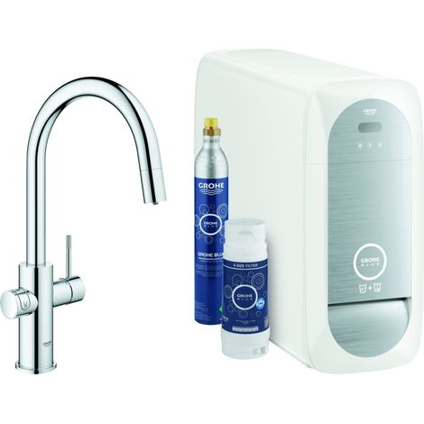 Juego básico monomando de fregadero Grohe Blue Home, 219 mm de (1/3)