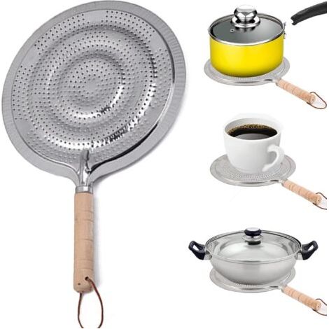 Plaque diffuseur de chaleur pour cuisinière à gaz et électrique, répartition uniforme de la chaleur, prévention des brûlures, matériau en fer et bois (1/5)