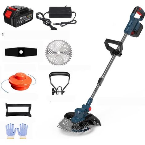 Tondeuse à Gazon électrique sans balais Tondeuse à Gazon Tondeuse à Gazon sans Fil avec 2 Piles au Lithium Enrouleur de Ligne Portable réglable (Color : with 1 Battery Set, Size : Small)