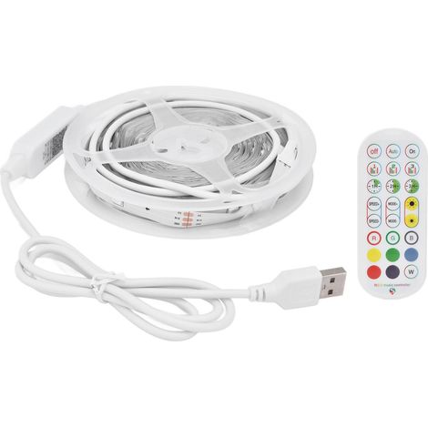 Bande LED RGB de 5 m (16,4 pi) avec port USB 5 V, couleurs synchronisées avec la musique et commande vocale, application Bluetooth et télécommande. (1/5)