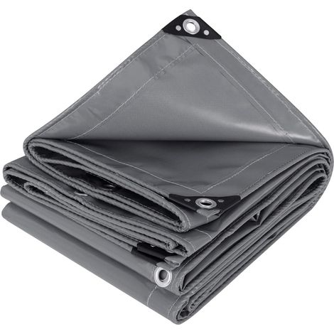 WOLTU Lona Impermeable Lona de Protección Duradera con Ojales para Muebles Jardín Piscina Coche PVC Color Gris Oscuro 500 g/m2 4x6m